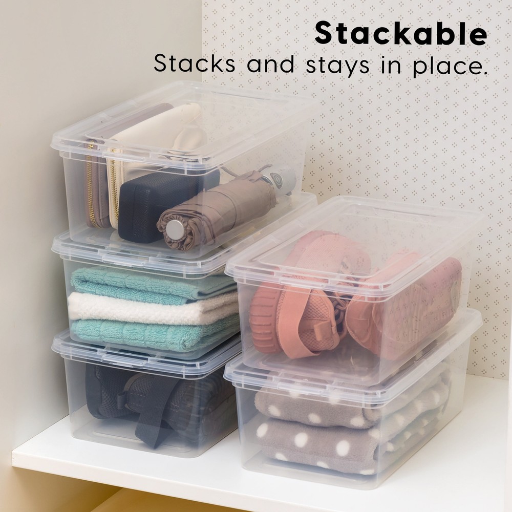 5 Qt Plastic Storage Bins with Lids, Stackable Totes, Containers, Clear, 20Pk