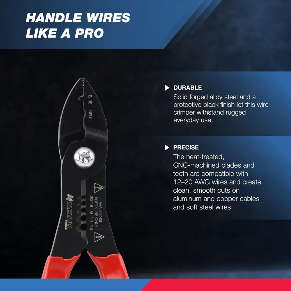 Neiko Compact Multi Purpose Wire Service Tool Gripper Cutter Stripper Crimper