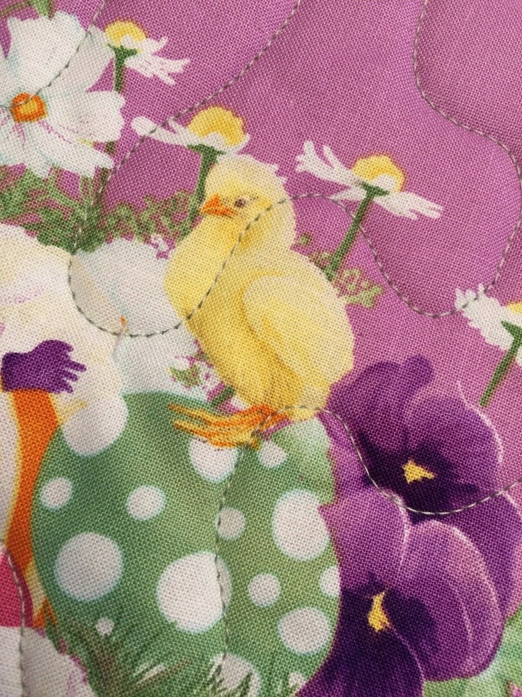 Handcrafted-Quilted Table Runner- Easter Print - Easter Chicks & Easter Eggs