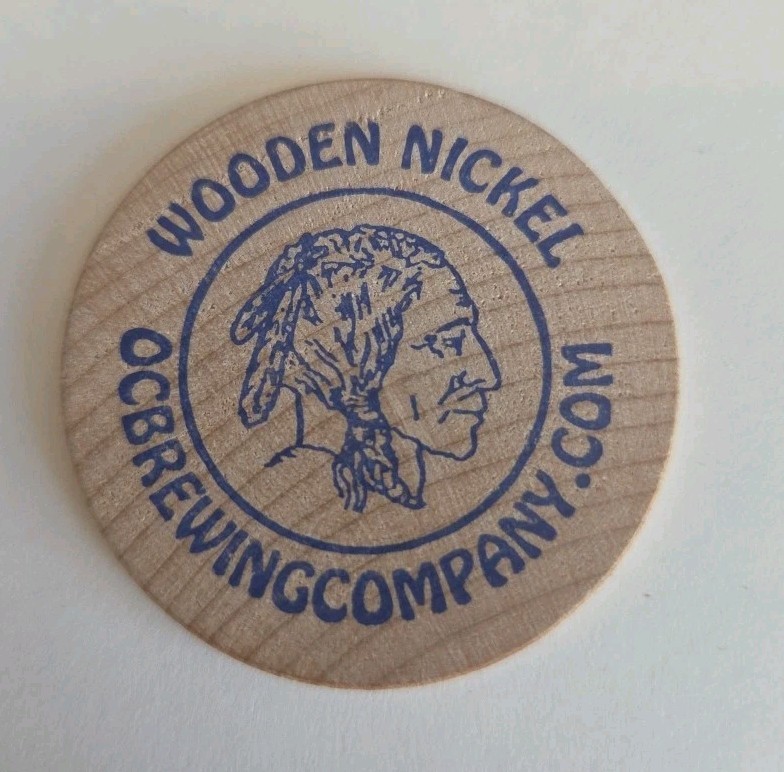 Ocean City Brewing,wooden Nickel Coin,chip ,Maryland