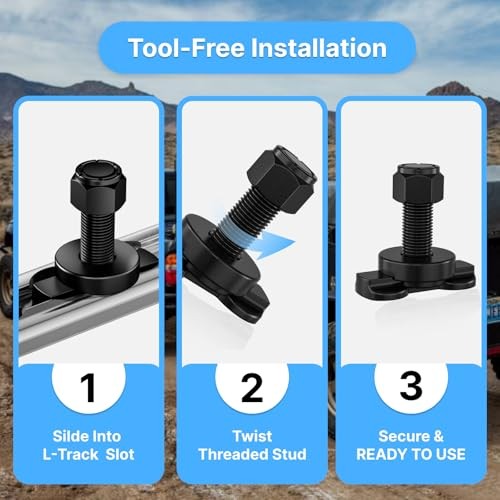 10 Pack L-Track Double Lug Threaded Stud Nut Fitting Tie Down, 4500LBS Max