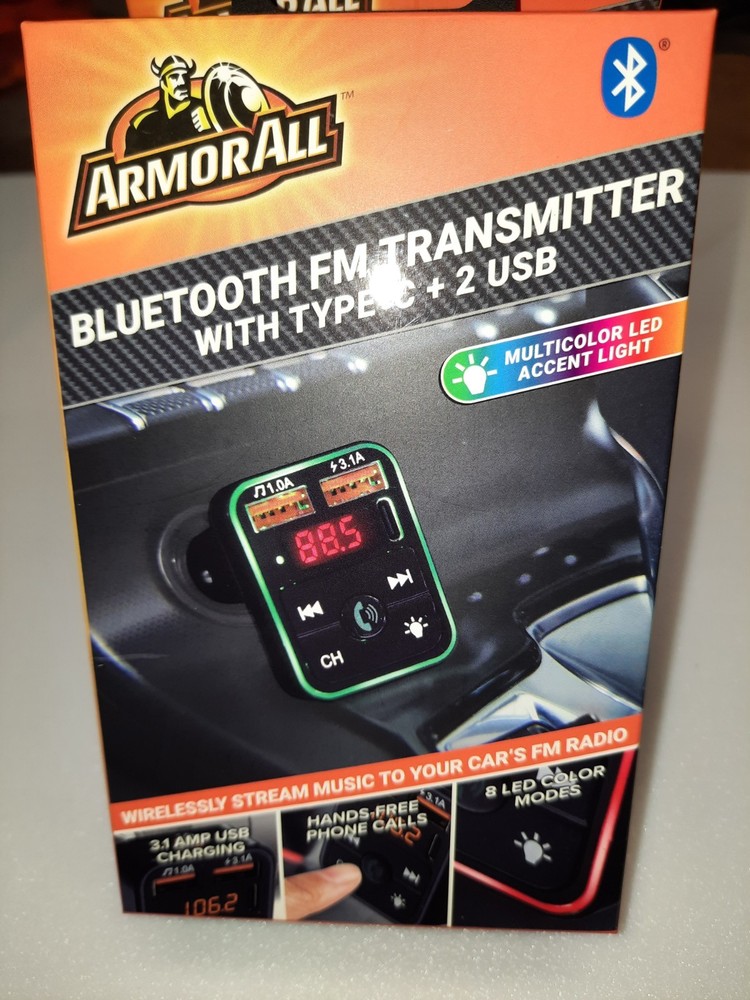 ArmorAll  Bluetooth FM Transmitter With Type-C + 2 USB AHF9-1013BLK