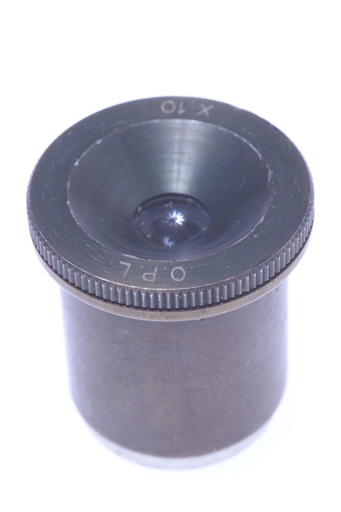 ✅ OPL, O.P.L. MICROSCOPE 10X OCULAR MICROMETER 23MM DIAMETER MOUNT LENS