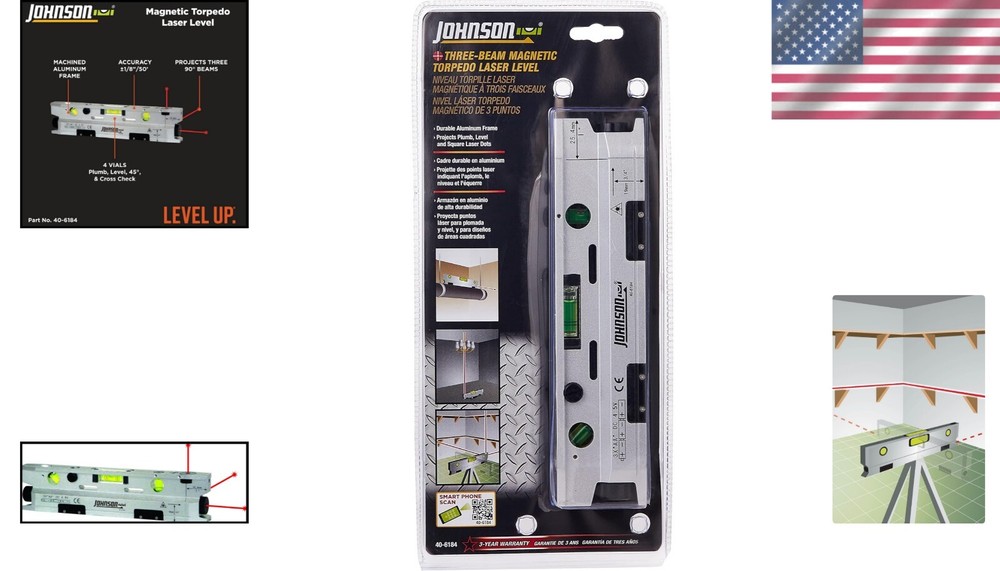 Professional Precision Tool: Johnson 40-6184 Magnetic Laser Level with Soft Case
