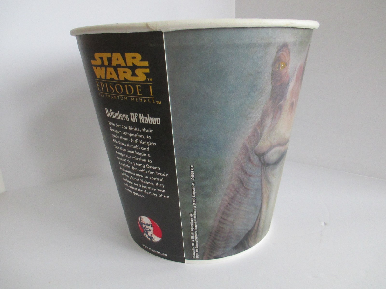 Star Wars Episode 1 KFC Jar Jar Binks Bucket with POG Topper 1999 Vintage BSMT