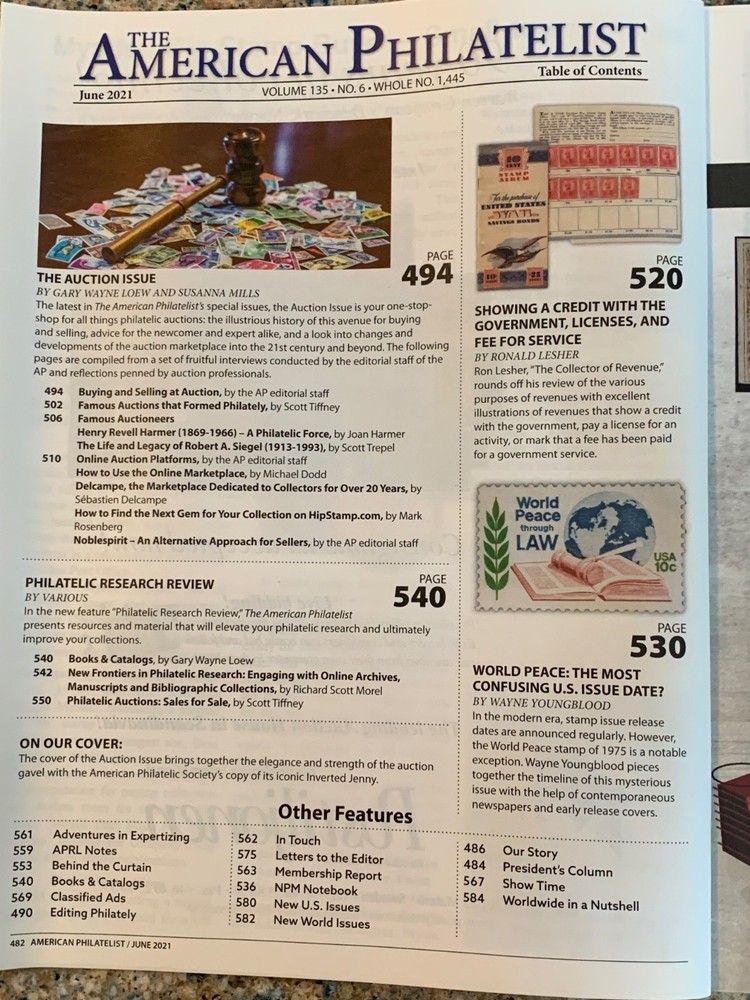 American Philatelist Magazine 2021, June