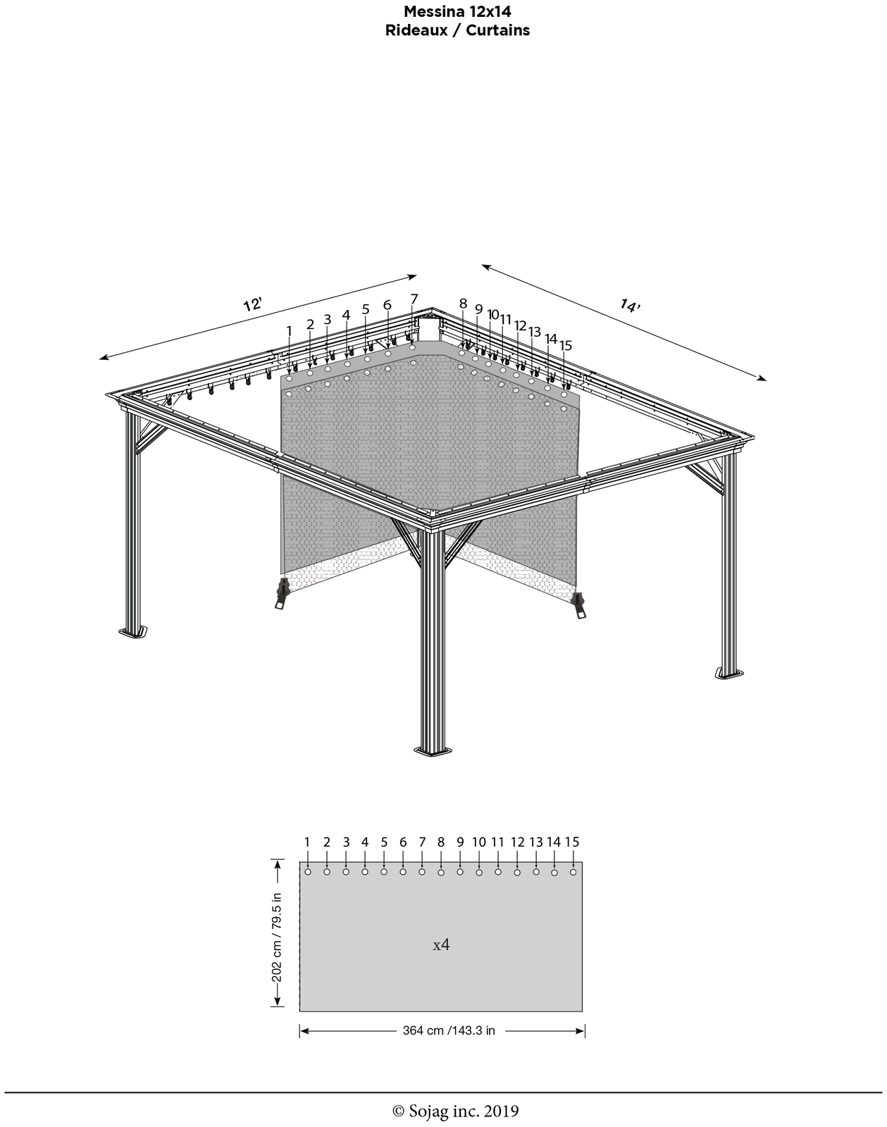 Sojag Messina & Mykonos Curtains in Spun Grey, New Gazebo Panels