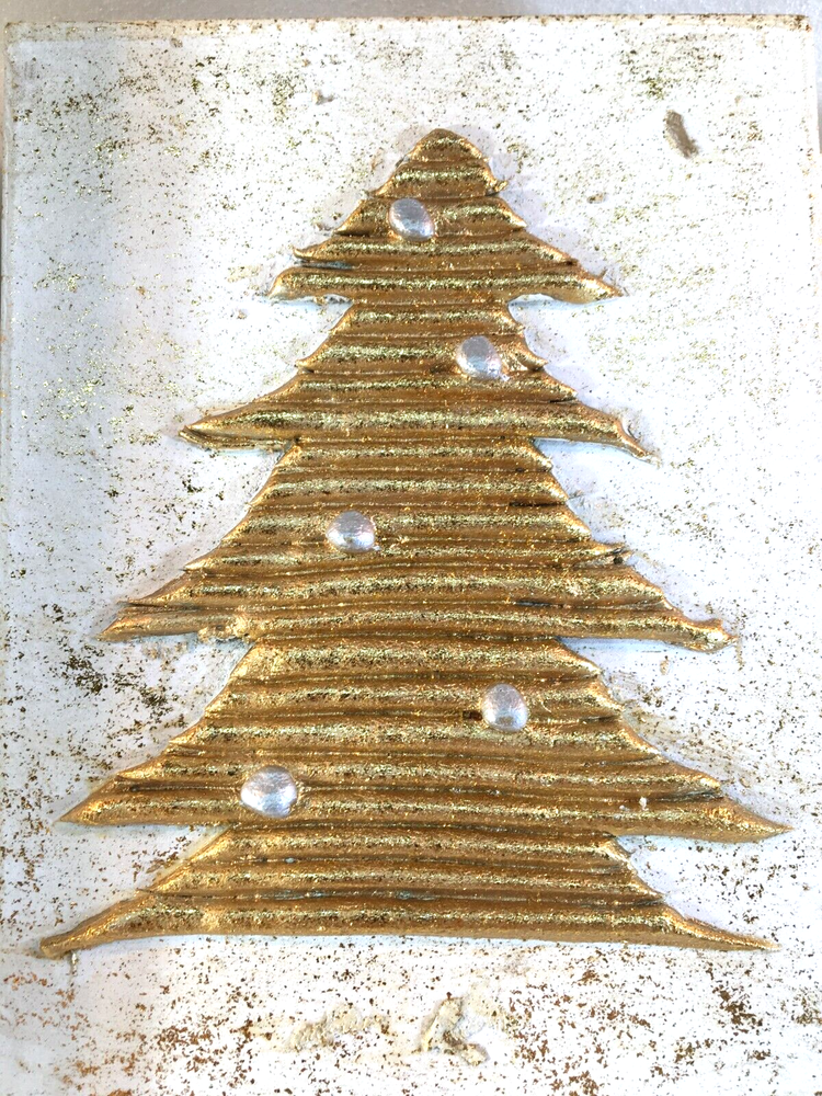 3 CHRISTMAS Nesting Gift Boxes Gold Christmas Tree