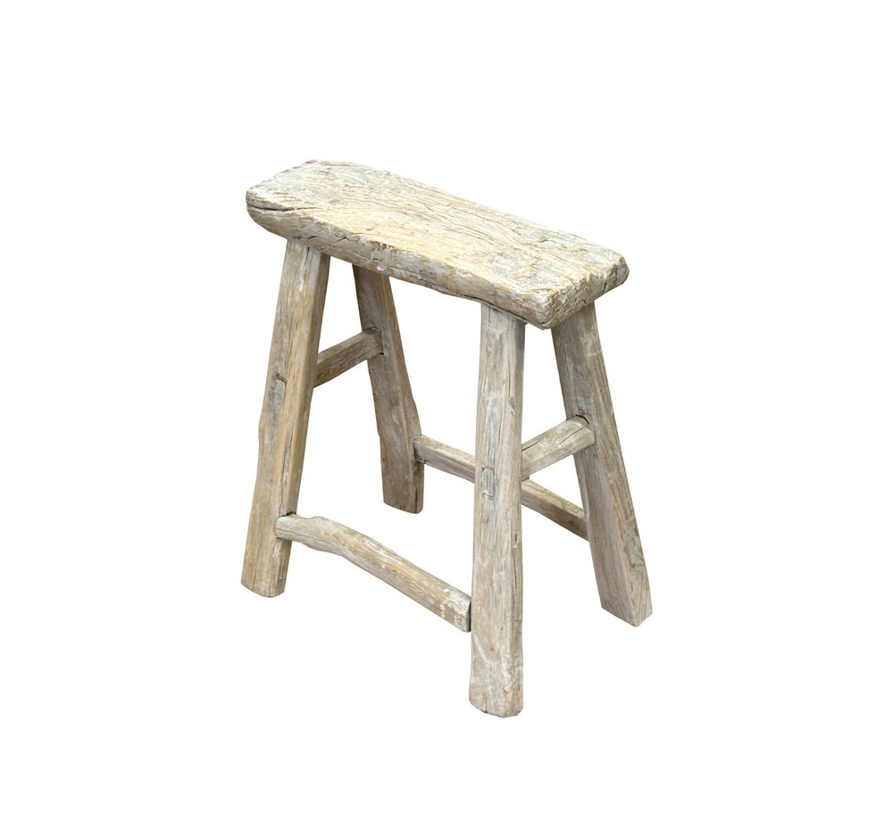 Rustic Raw Rough Wood Grain Rectangle Slim Stool Bench Side Table ws4615