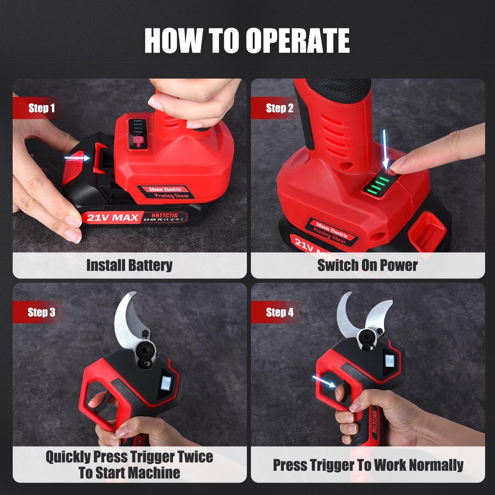 (Upgraded Version) Electric Pruning Shears, Large 2.75 inch Cutting Diameter ...