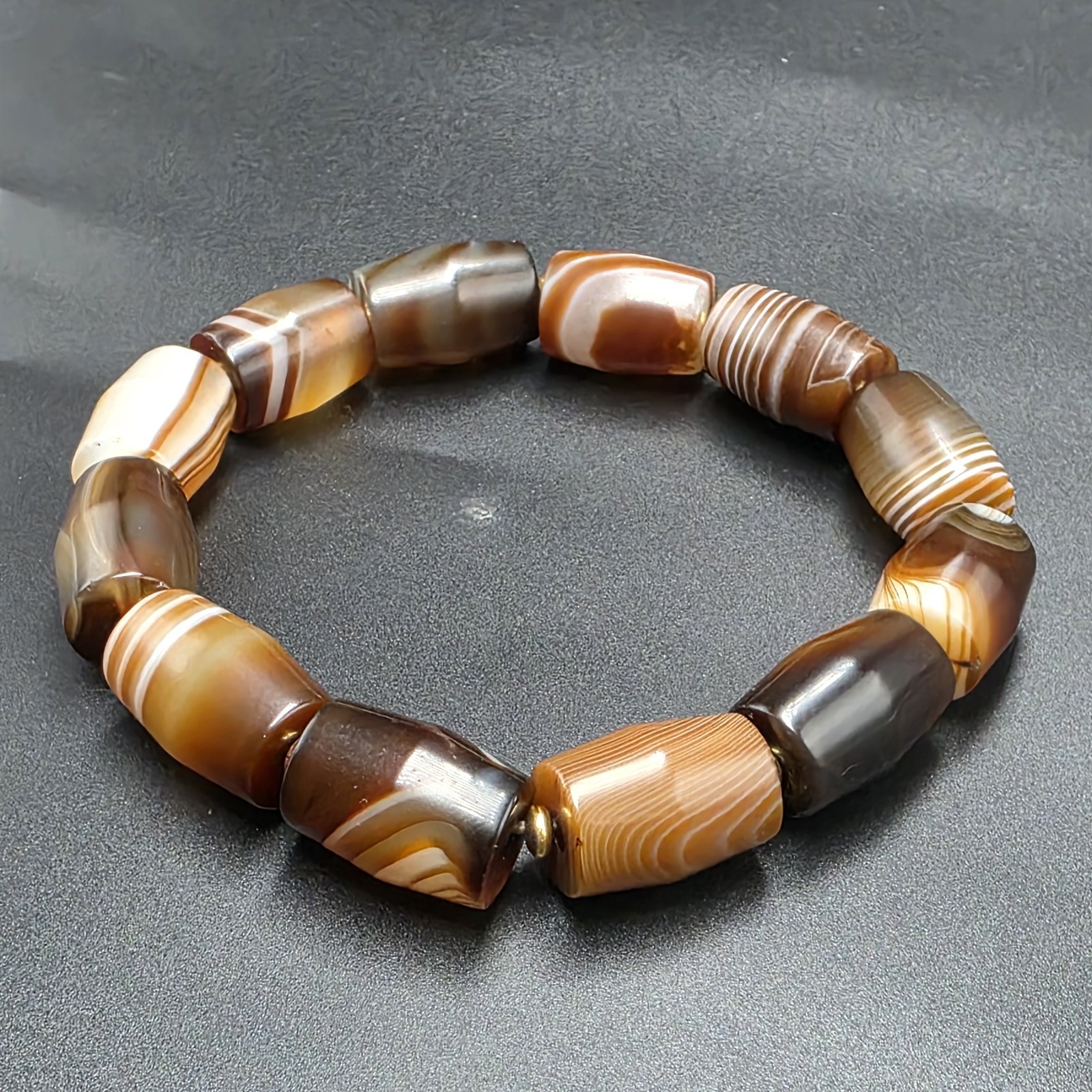Antique Old Dzi Agate Tibetan Agate Beads Bracelet