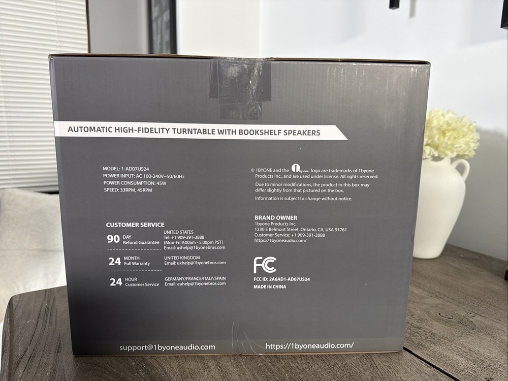 1 By ONE Fully Automatic Record Player, Auto Repeat Function, Speakers, Remote