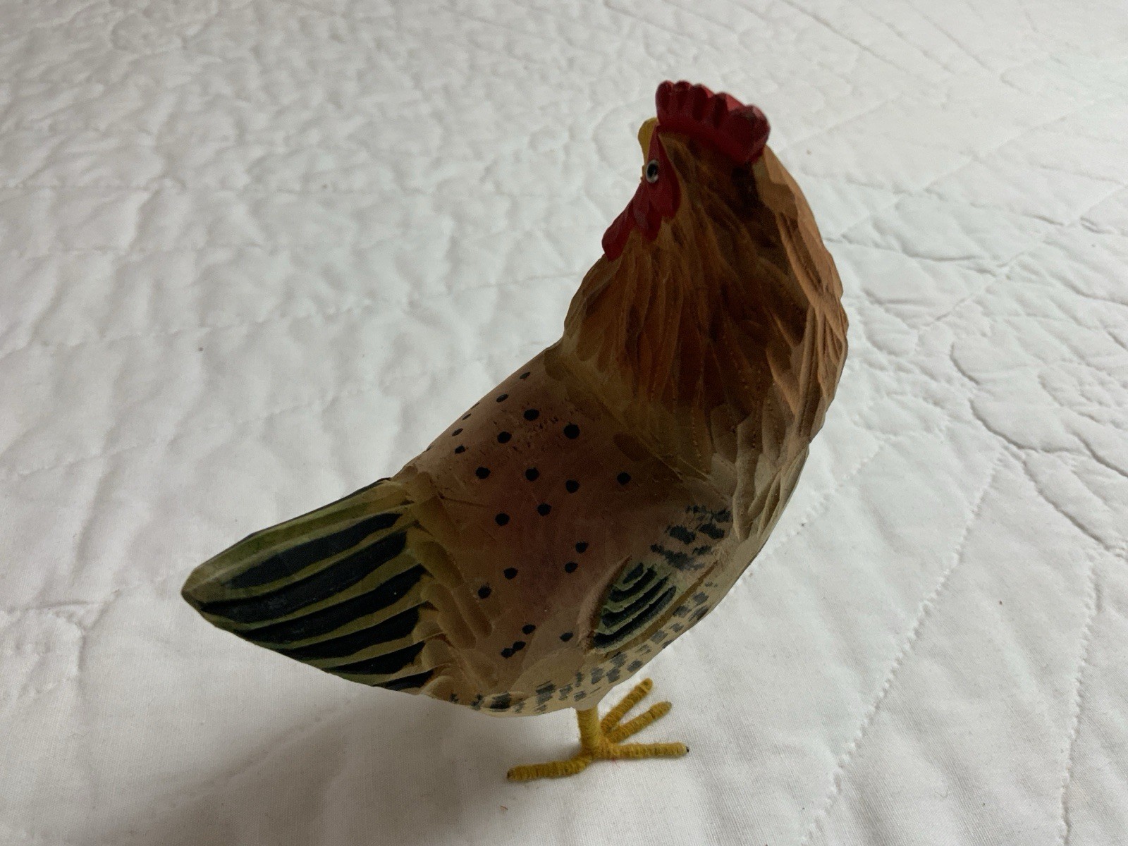 Rooster, Chicken Folk Art Figurine, Country, Wood, Carved, Hand Painted