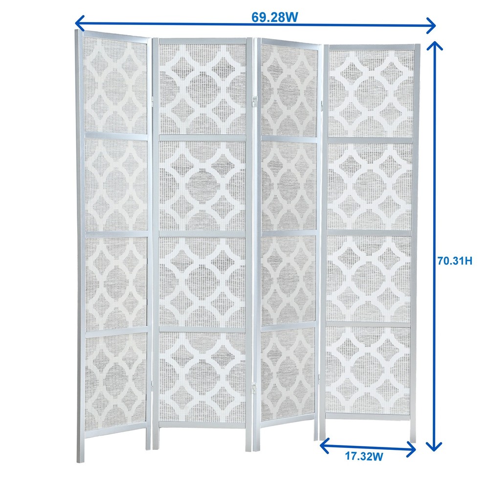 4-Panel Gold Diamond Design Room Divider Screen, Modern Geometric Privacy
