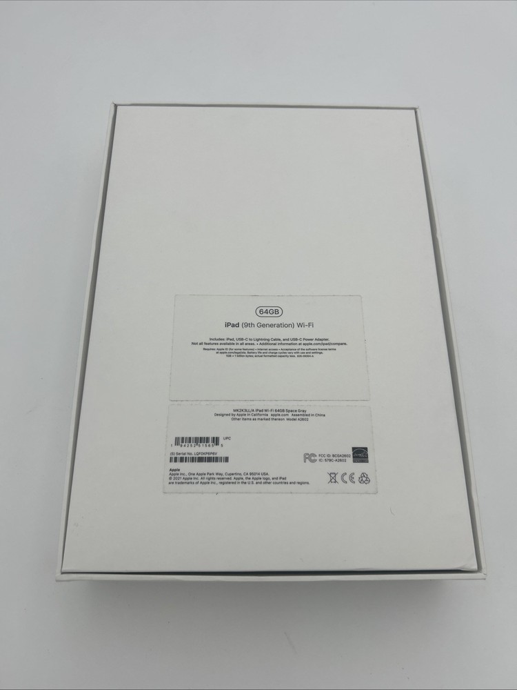 Apple iPad 9th Generation EMPTY BOX ONLY Space Gray 64GB Genuine Package