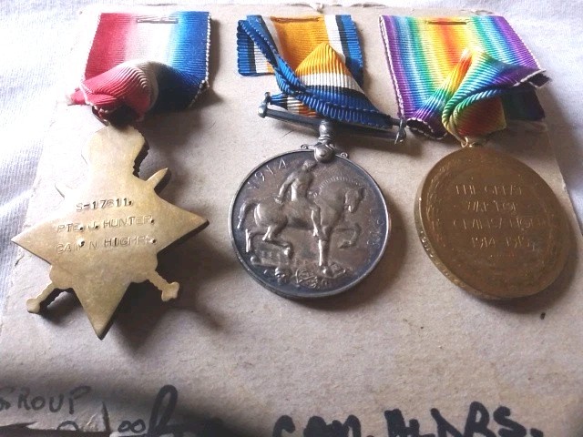 1914-15 WW1 Medal Trio PTE S17611 J Hunter Cameron Highlanders British Army