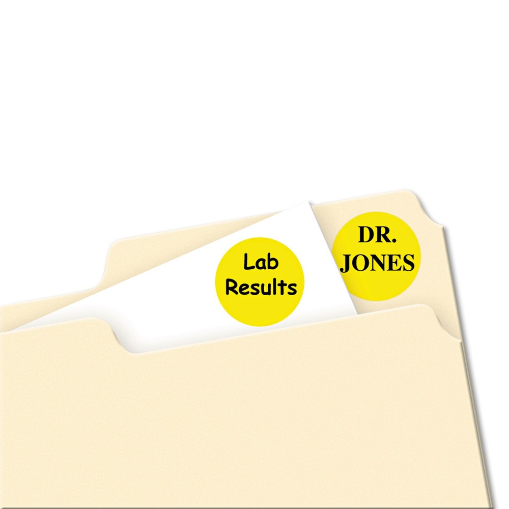 Avery® Printable Removable Color-Coding Labels, 3/4" dia, Yellow, 1008/Pack