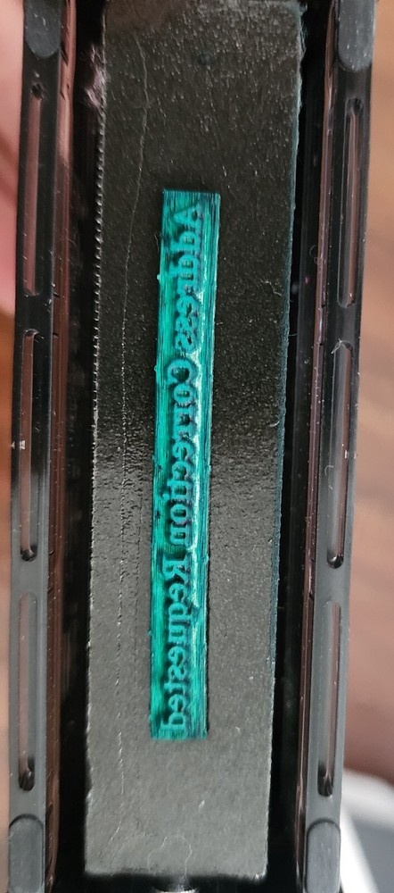 Self inking stamp "Address Correction Requested" in green #10 font