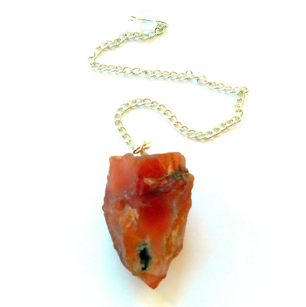 Raw Carnelian Gemstone Pendulum for Divination and Dowsing