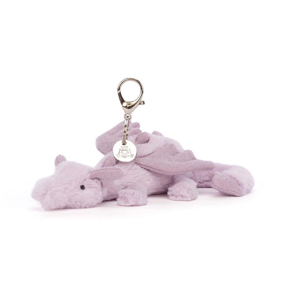 Set of 3 Jellycat Dragon Keychains - Rose Pink, Lavender Purple, Snow White