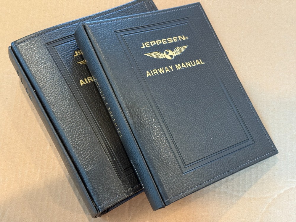 1" or 2" Leather Jeppesen Airway Manual 7-Ring Binder Notebook Aviation EMPTY