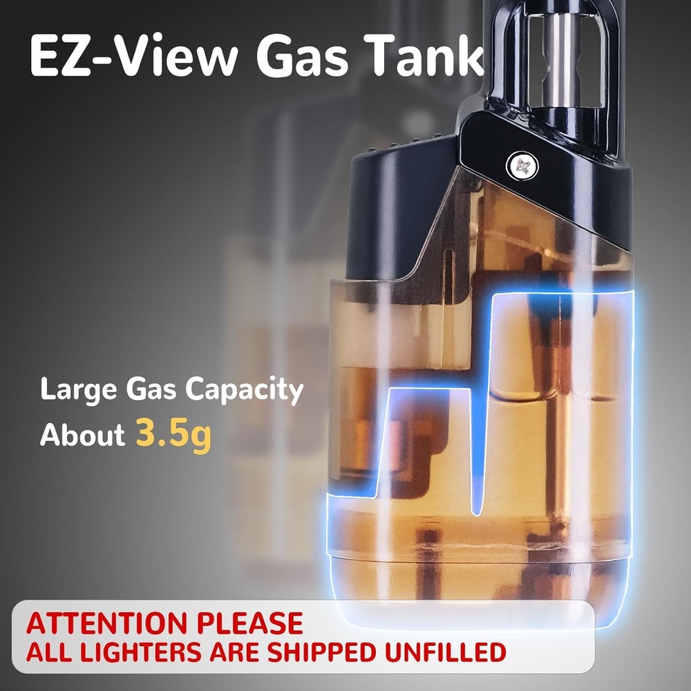 Torch Lighter, 2 Pack Blue Flame Jet Lighter, Adjustable Flame Windproof Lighter
