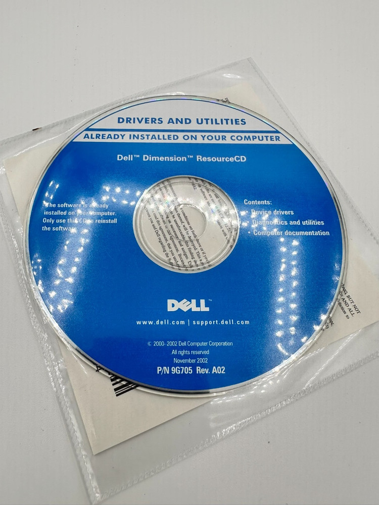 Dell Drivers & Utilities CD 2002 Revision A02 Part# 05768D:  Sealed