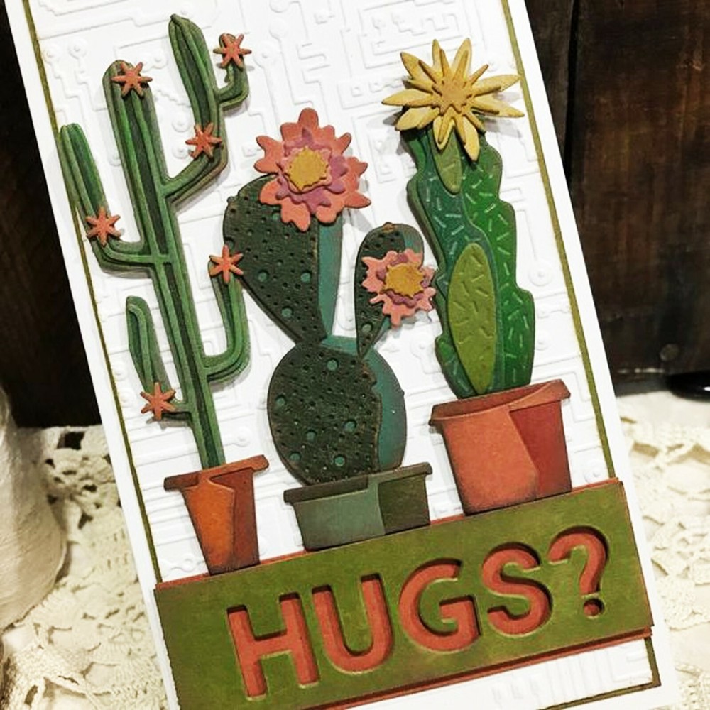 Sizzix Thinlits Funky Cactus 9PC set #665365 Retail $19.99 by Tim Holtz