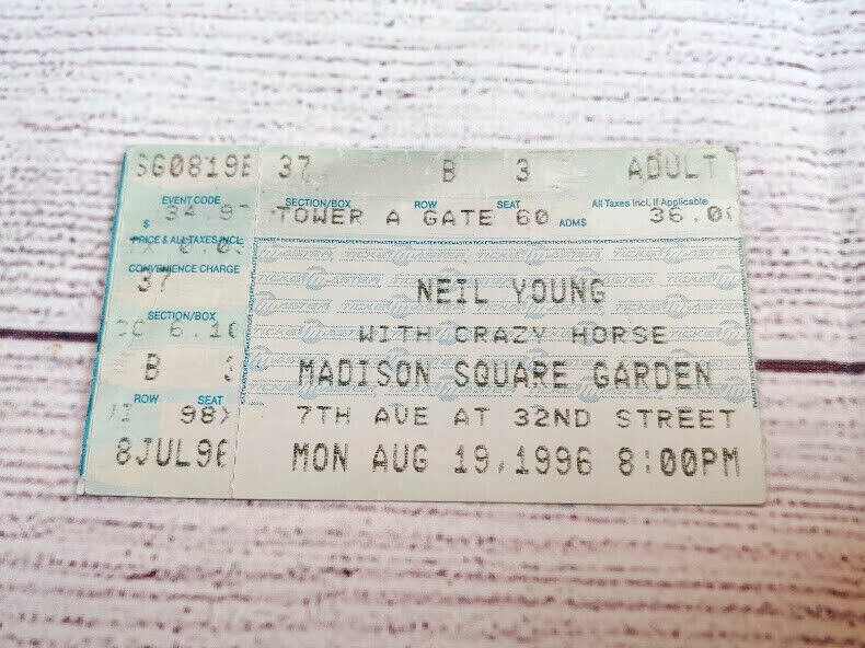 Neil Young & Crazy Horse Madison Square Garden 1996 Ticket Stub