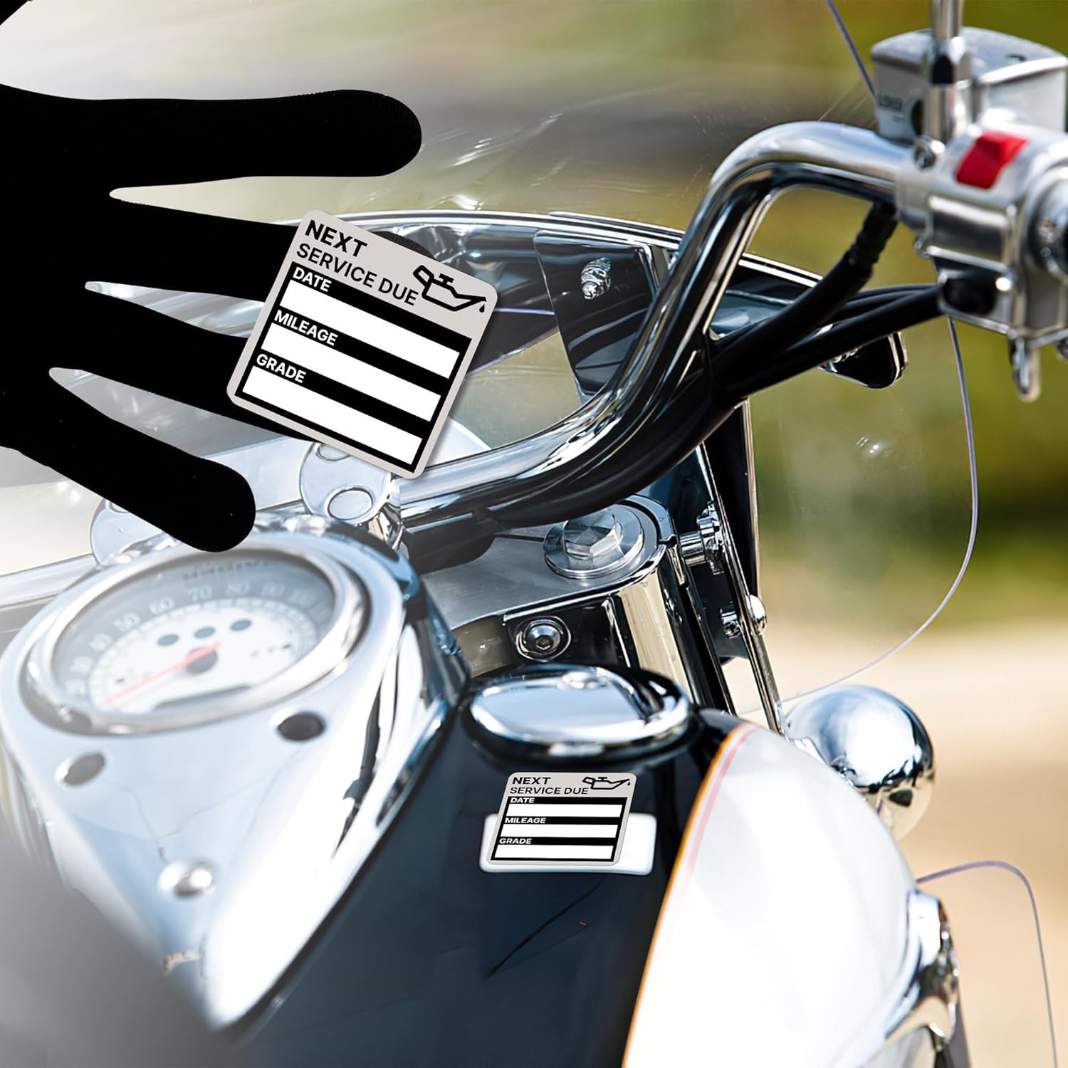 300 Oil Change Stickers, 2"x2" Easy Write Vinyl Labels, No Residue