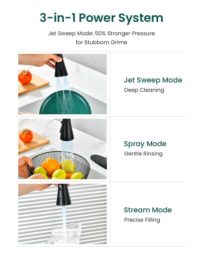 Pull Down Kitchen Faucet Touchless Black, Motion Sensor Activated Automatic K...