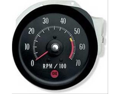 OER 5657406 Tachometer, Black Face, White Numbers, Orange Pointer, Chevy, Each