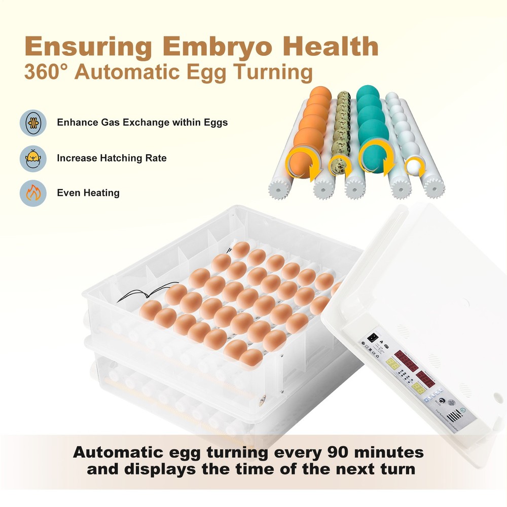 Automatic 120 Eggs Incubator Temperature Control Digital Chicken Egg Hatcher--