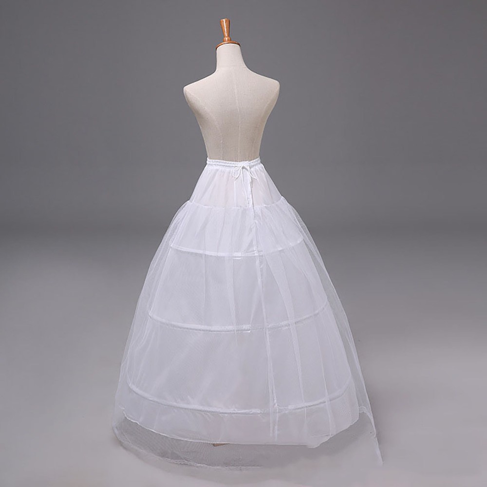 Women Bridal Crinoline Petticoat 3 Hoop Long Underskirt Wedding Gown Under Dress