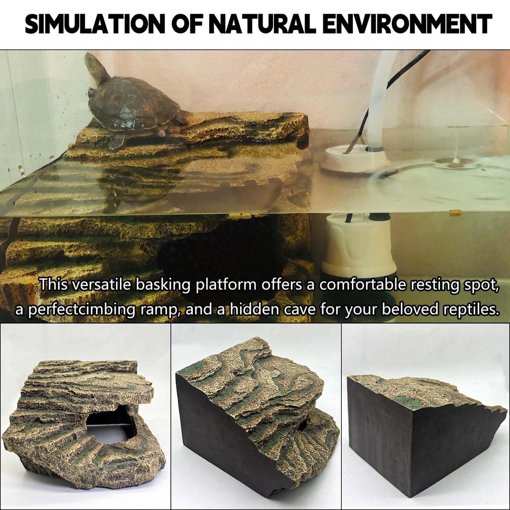 kathson Turtles Basking Platform, Extra Large Reptile Cave Hideout Snake Hide,To
