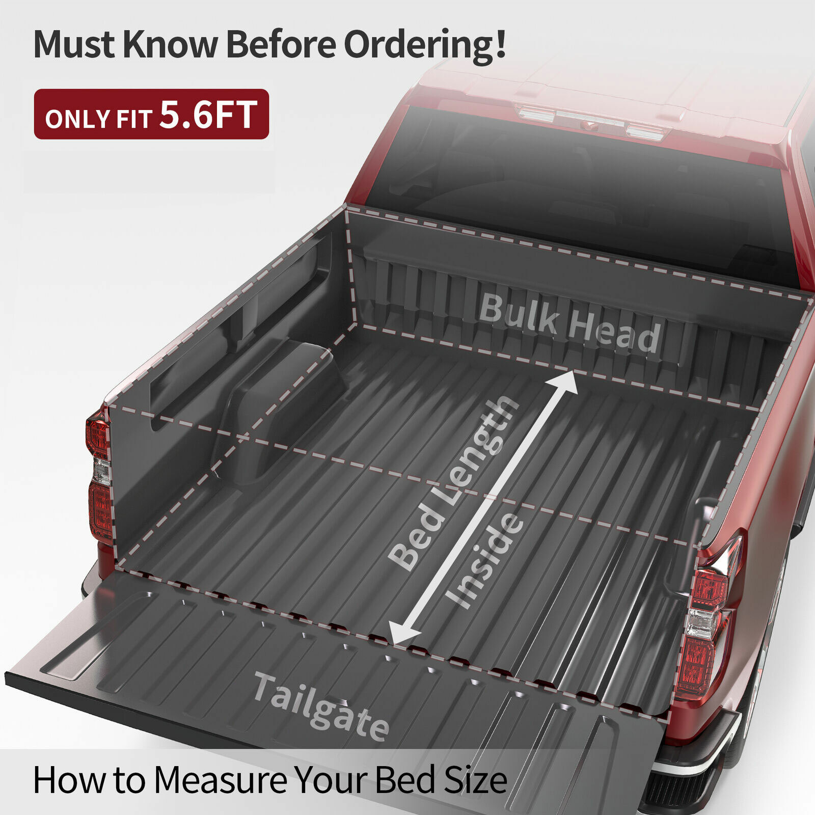 OEDRO 5.6Ft/5.7ft Bed Four-Fold Soft Tonneau Cover For 2009-2022 Dodge Ram 1500