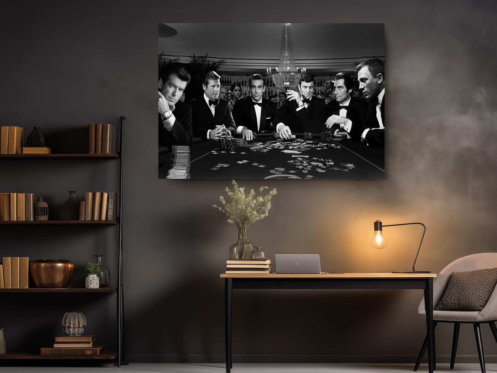 James Bond at the Poker Table Enjoying Gambling - Canvas Print