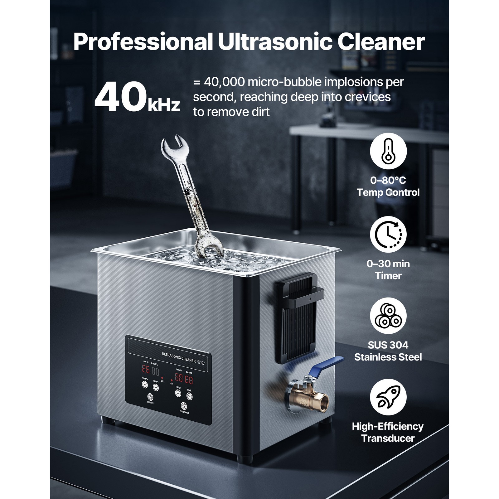 Uimoso 10L Ultrasonic Cleaner with Digital Timer & Heater Jewelry Cleaner 180W