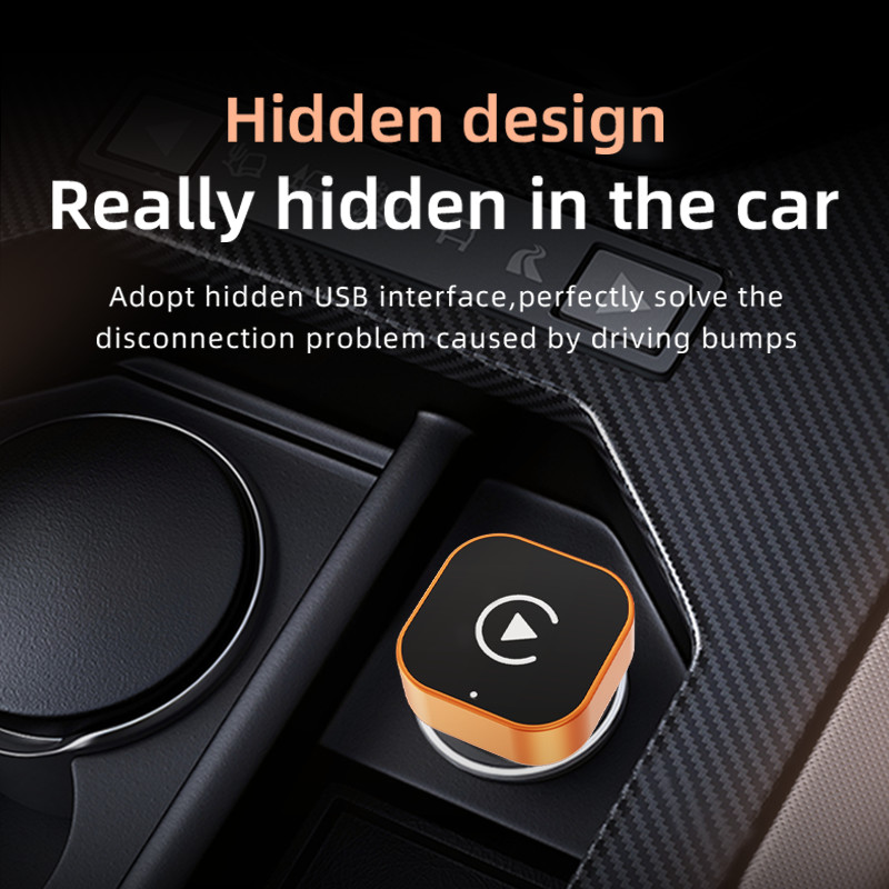 USB Wireless CarPlay Adapter For iPhone Apple Wireless Dongle Plug & Play orange