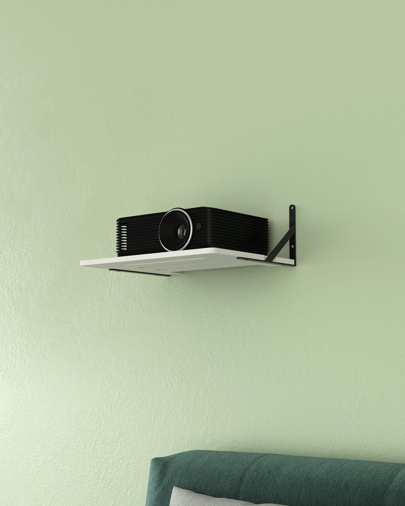 Black White Small Mini Projector Shelf for Wall, Cable Box/Router Shelf,Float