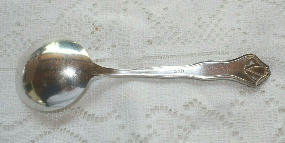 R & B Rogers Bro. Soup Spoon Incised Shield Pattern Silverplate