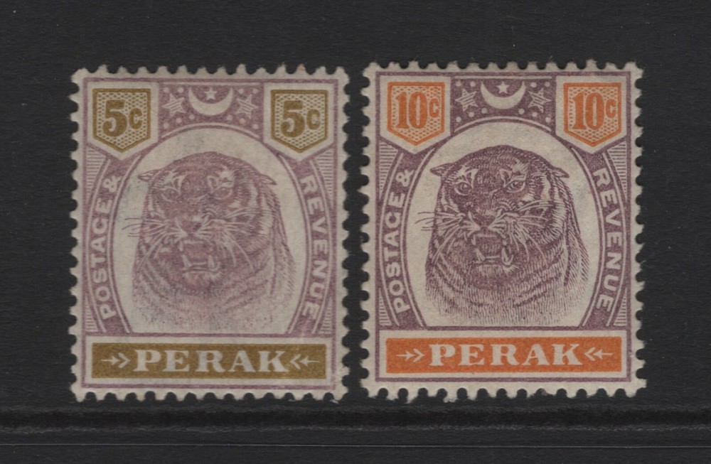 MALAYA PERAK SC#51+53 -- MH, VF, PARTIAL SET --
