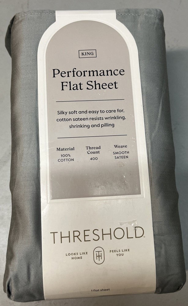 Threshold 400 Thread Count Performance Flat Sheet Classic Gray King*