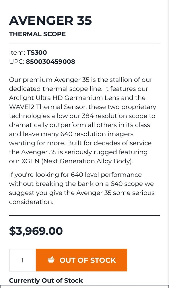 Fusion Thermal Scope TS300 Avenger 35 ￼