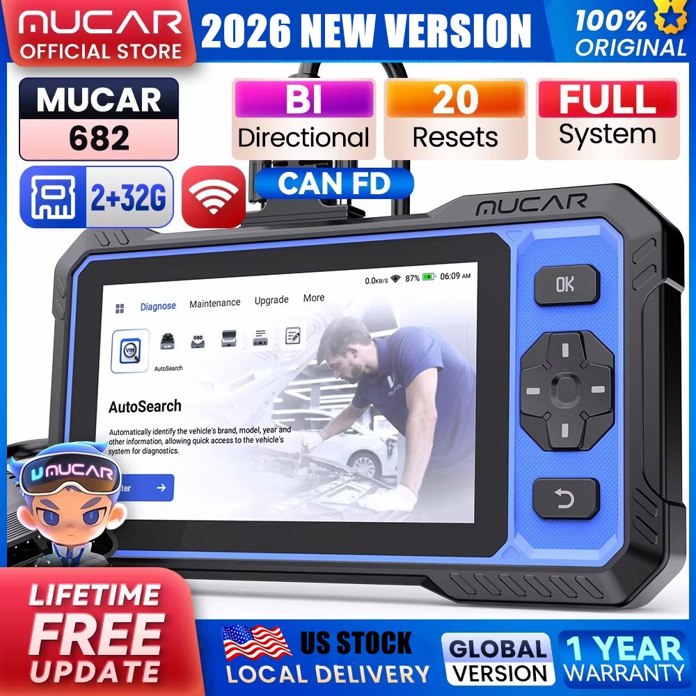 2026 MUCAR 682 AI All System Diagnostic Tool OBD2 Scanner CANFD FCA Action Test