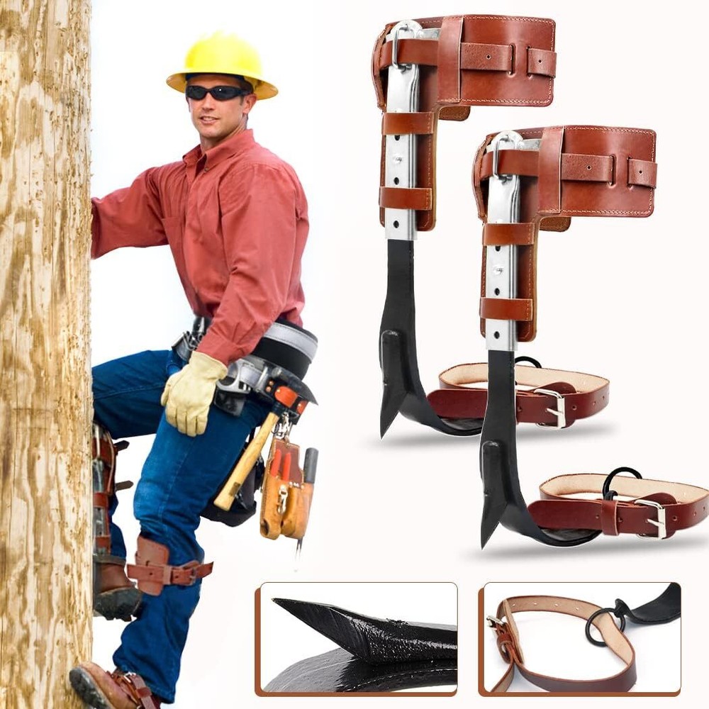 Tree Climbing Spikes Set, Leather Tree Climbing Gear Adjustable Tree Climbing