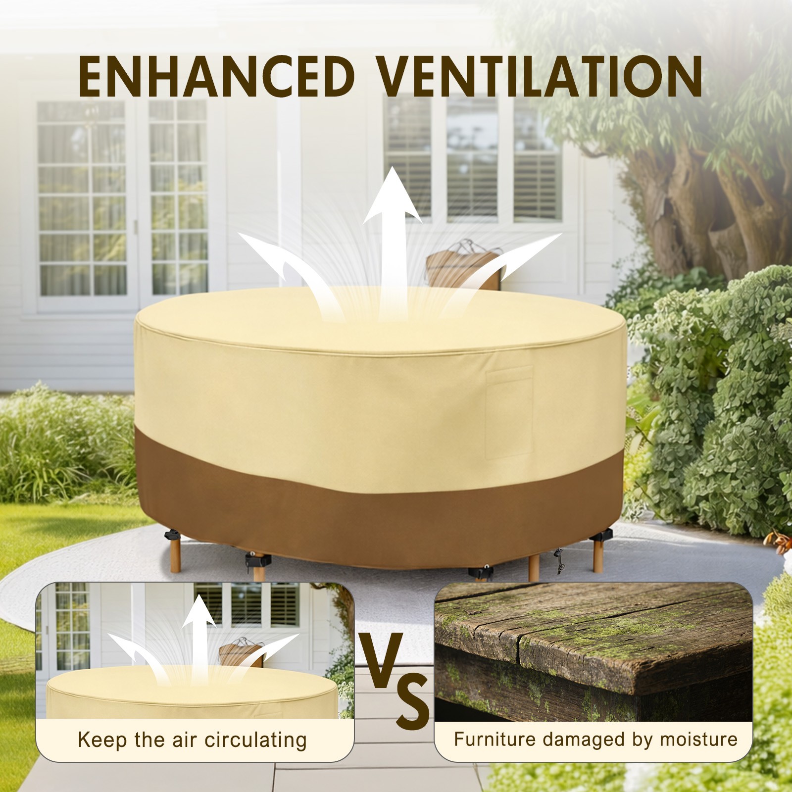 Outdoor Patio Round Furniture Cover Waterproof Windproof Table Chair Set Covers