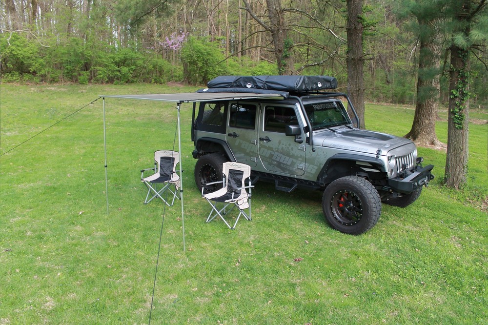 OFFGRID 6.5ft x 8.2ft Retractable Rooftop Awning Olive Drab Polyester