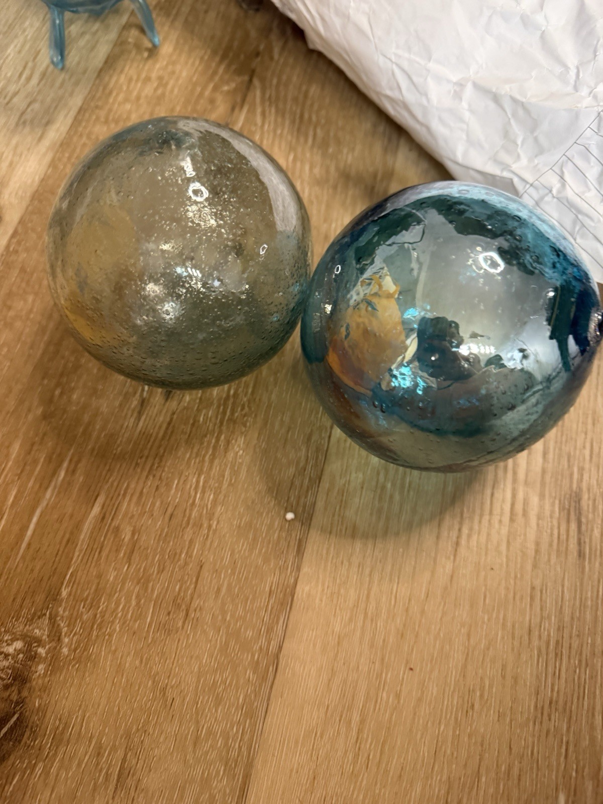 Vintage Glass Fishing Floats Pair Decorative Collectibles Set of 2