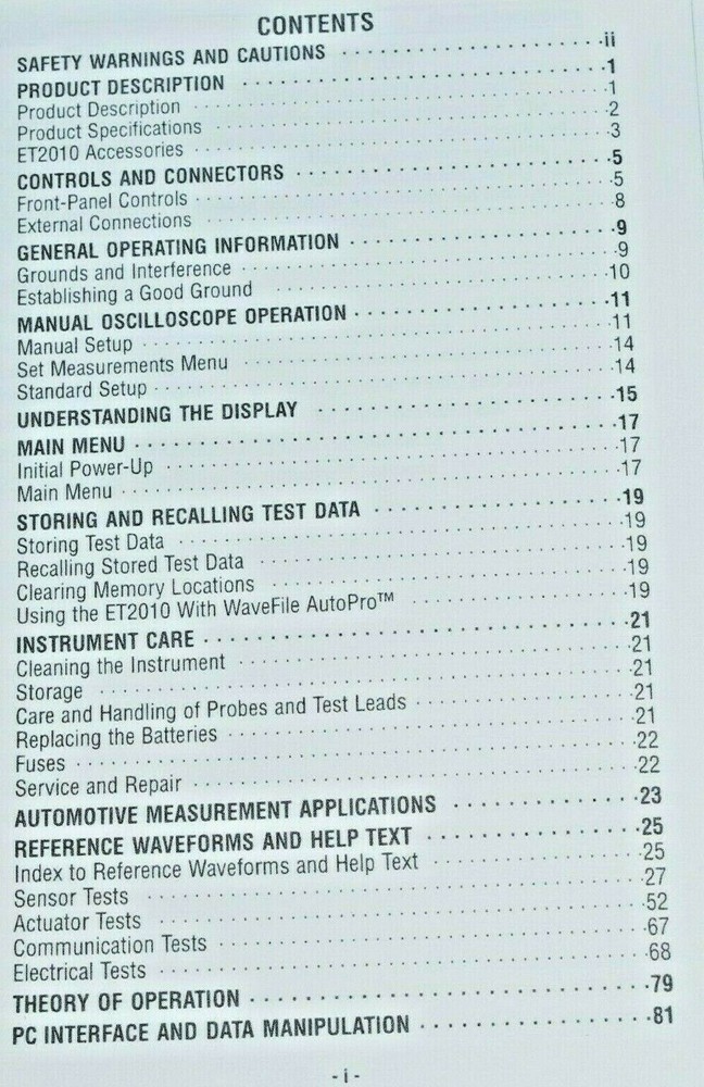MAC Tools MACWAVE Diagnostic Lab Scope Graphing Meter Instruction Manual Only